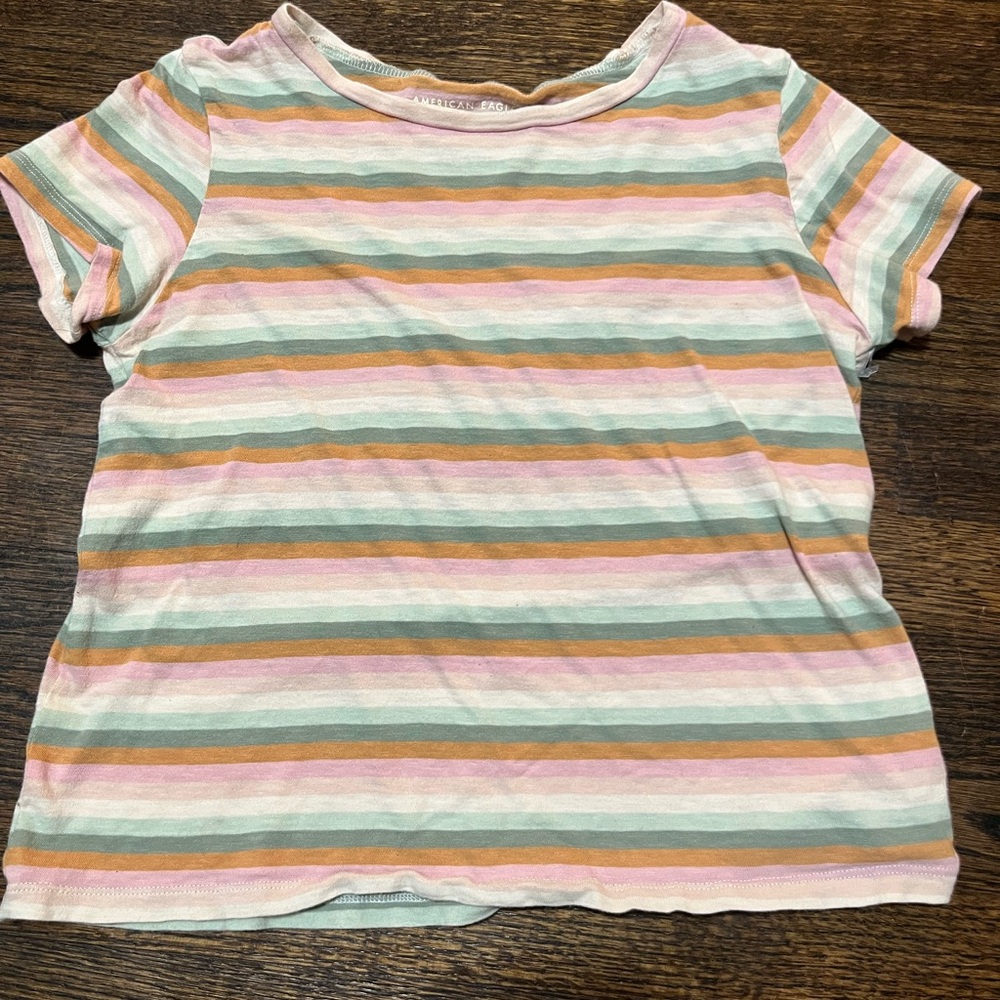 American Eagle Outfitters Multicolor Striped Tee Size S
